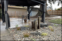 Gazeebo beside water feature in Eugene, Oregon