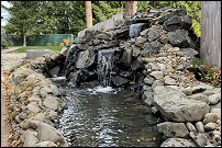 Rock heap water feature in Eugene, Oregon