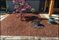 Water feature rock heap in Eugene, Oregon
